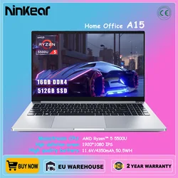 Ninkear laptop a15 15.6 ''fhd ips amd ryzen™5 5500u 16GB DDR4 512GB SSD Tastatur mit Hintergrund beleuchtung Typ C Aufladen von Windows 11 Computer