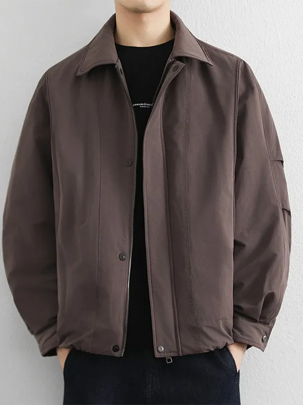 

Повседневная утепленная куртка для мужчин и молодежи, теплая зимняя верхняя одежда в стиле ретро с V-образным отложным воротником, полиэстер