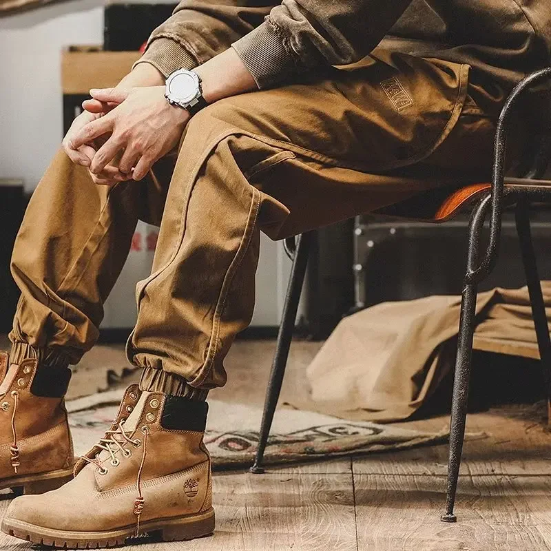 

Spring Autumn Men's New Casual Pants Korean Version Trendy Workwear Pants American Retro Tactical Multi Pocket Cotton ZL501