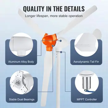 風力發電機 3000W 48V 24V 12V 風車 HorizontaWind Generat 套件,帶 MPPT 控制器,家用免費能源發電機 8 最佳銷售 汽輪發電機 - №7