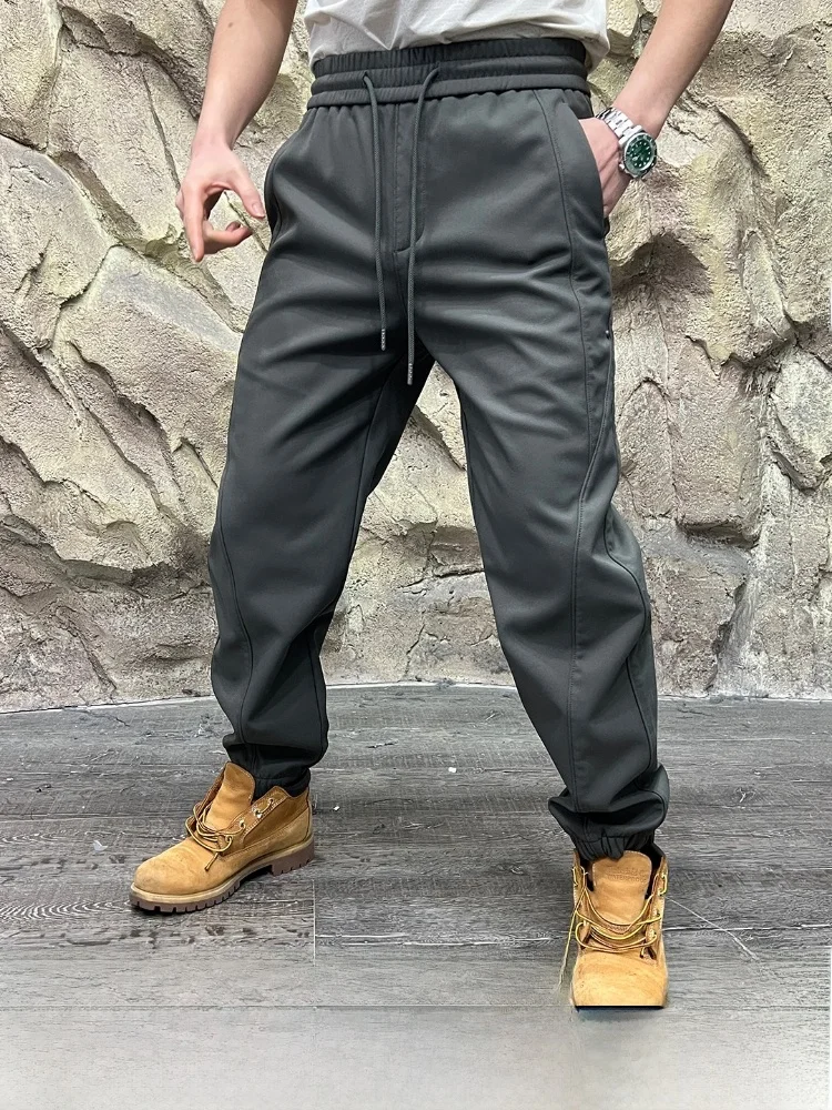 

Thiened Fce мужские повседневные брюки осень-зима прямые брюки для похудения модные брюки с манжетами для отдыха универсальные удобные