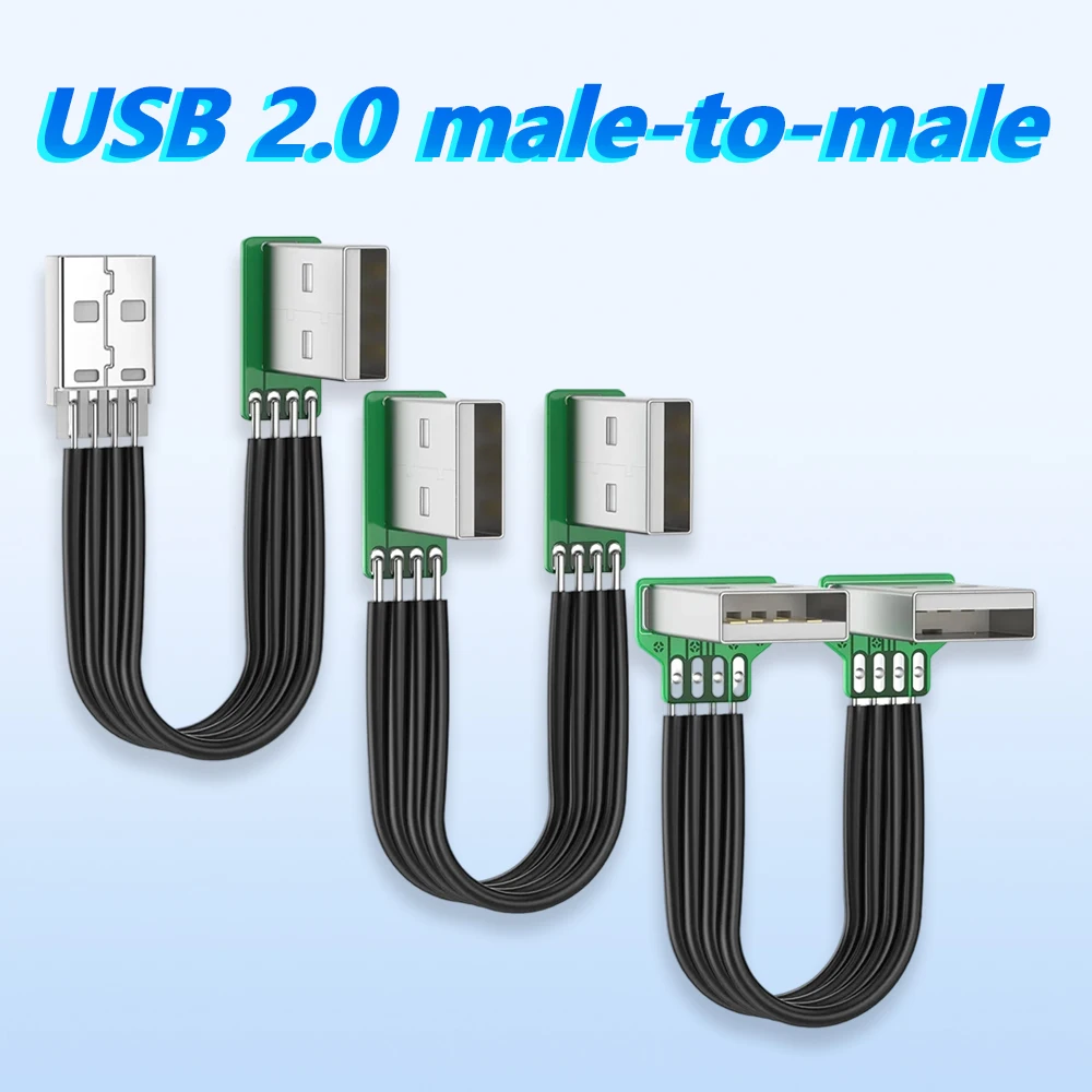 

USB 2.0 Male To Male Adapter Data Cable Bidirectional Transmission 90 Degree Directions for Laptop Pc Car MP3 Player Computer
