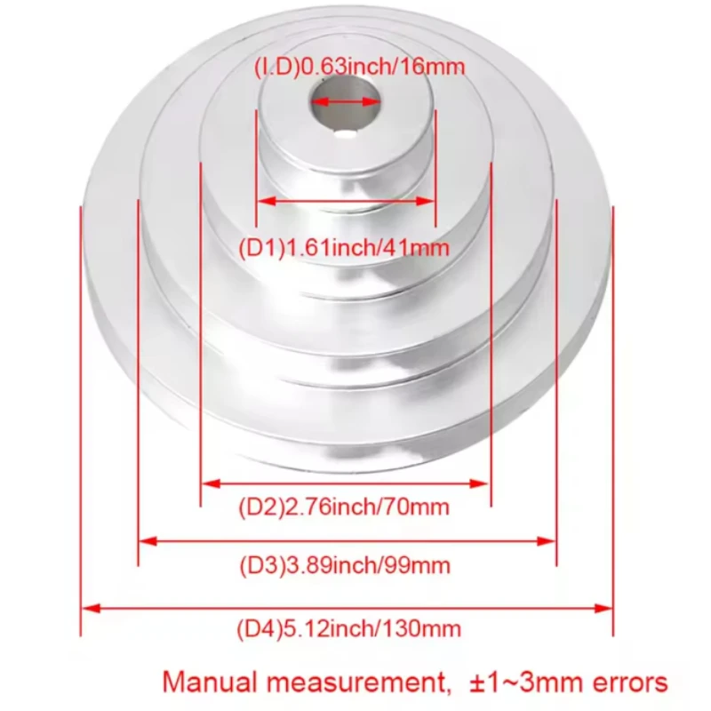 Type A 4-layer 5-slot 130mm Aluminum Pagoda Wheel, Motor Pulley Bench Drill Accessories Multi-slot Wheel