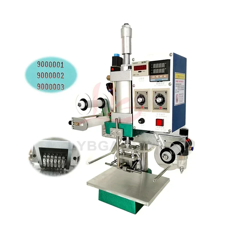 Automatic Roll Paper Pneumatic Hot Stamping Machine, Leather Embossing Logo, Indentation Business Card Gift Box Plastic Wood Etc