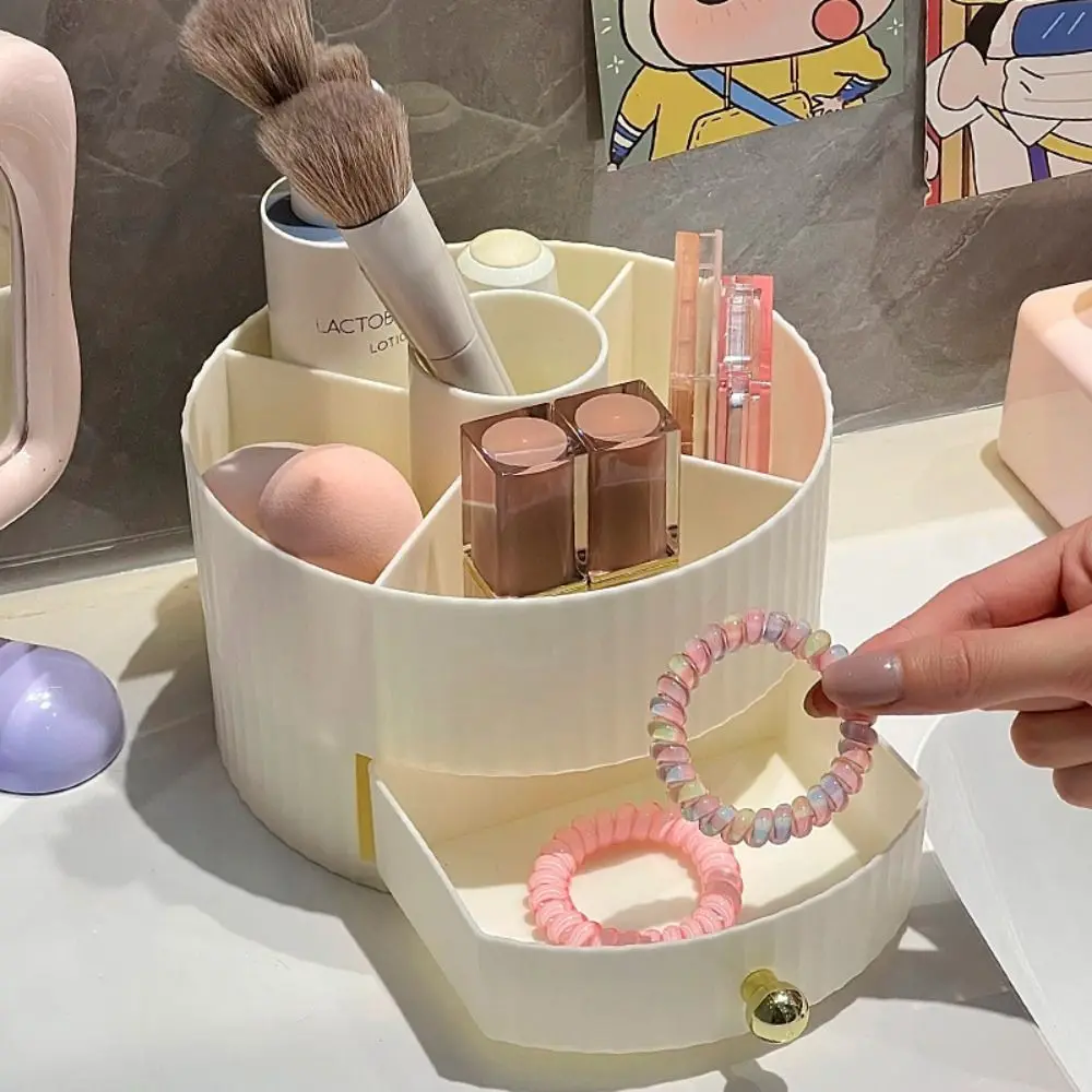 

Ящик для хранения косметики большой емкости с выдвижным ящиком, настольный органайзер, многофункциональный держатель для дисплея, косметическая кисточка