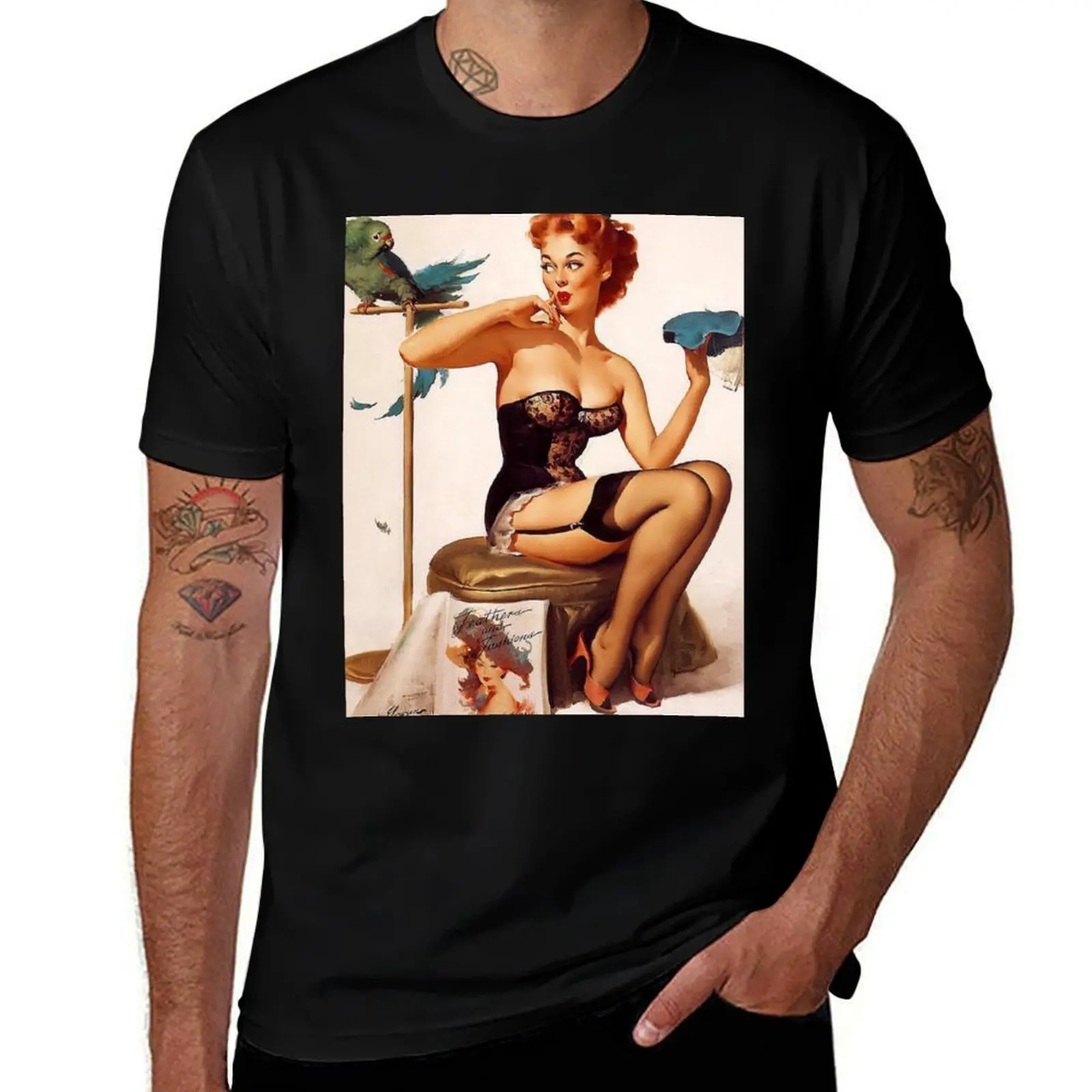 

Pin-Up Girl - Elvgren - Vintage T-Shirt Anti-Fade Casual Tee Shirt