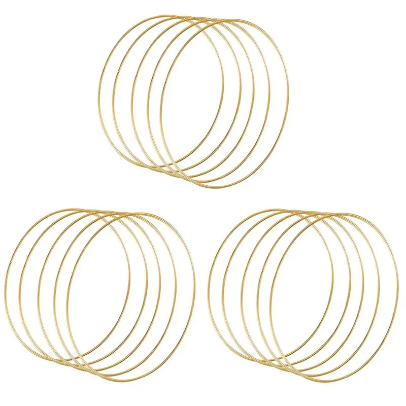 BMBY-15 Pack 14 Inch Large Metal Floral Hoop Wreath Macrame Gold Hoop Rings For DIY Wreath Decor