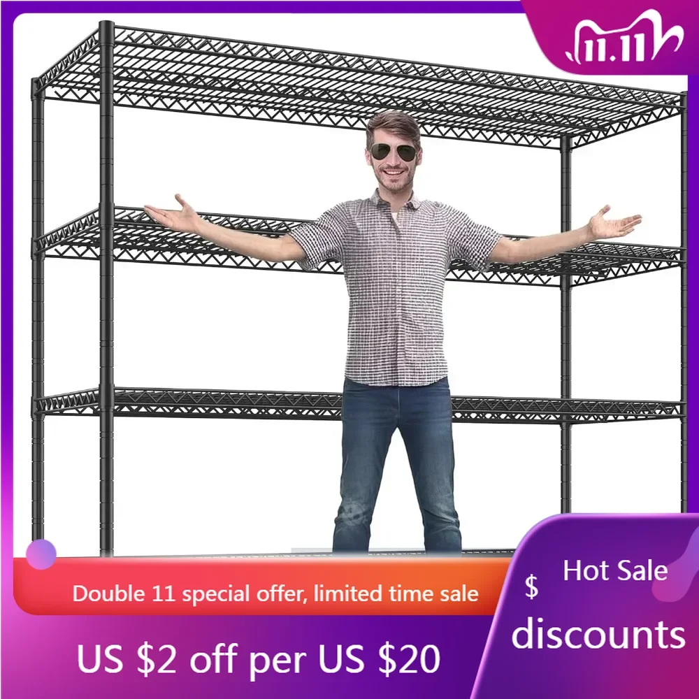 

Storage Shelves 75.6"H Wire Shelving Unit with Wheels 2500LBS Heavy Duty Metal Shelves for Storage Adjustable Garage Rack