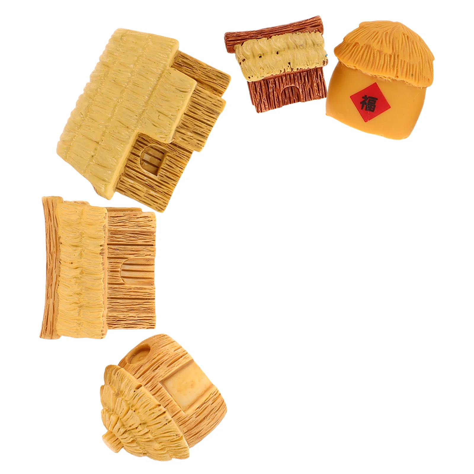 

5 Pcs Micro Landscape Ornament Garden House Dollhouse Decorations Mini Cabin Resin Miniature Ornaments