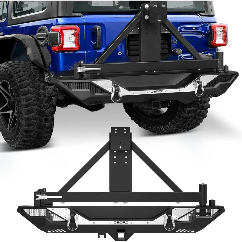 Christmas.Rear Bumper w/Tire Carrier Compatible for 2018-2024  JL & Unlimited JLU (2/4 Doors), Full Width Back Bumper w/Hitch