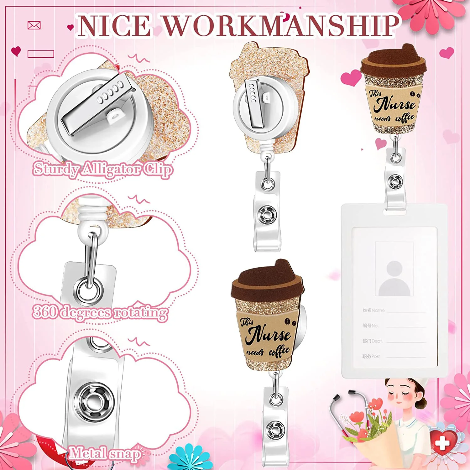 ホット販売 1 ピースアニメグリッターアクリル格納式ナースバ - Xray Tech Accessories のレビューと価格