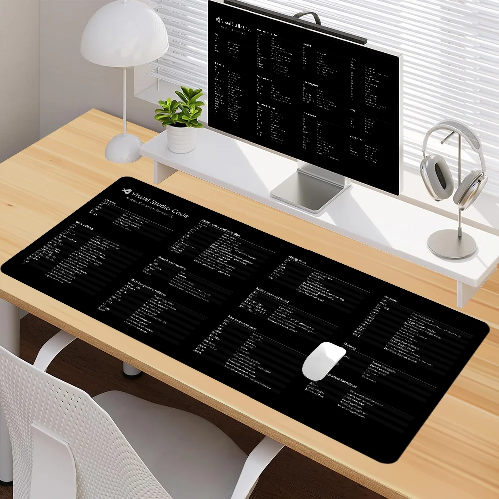 

VS Code Shortcuts Mouse Pad Large Desk Mat Desk Accessories Desk Pad With Non-Slip Rubber Base Stitched Edge Deskpad Mac/Windows