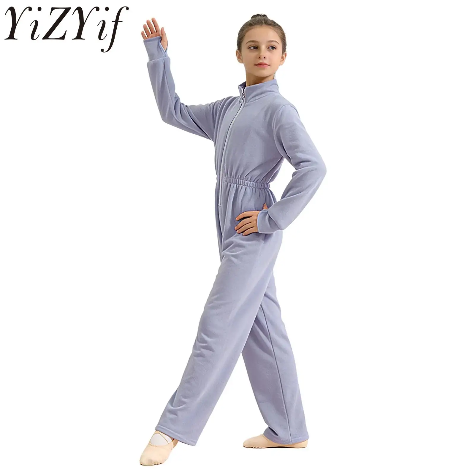 

Детский флисовый комбинезон для девочек с воротником-стойкой и длинными рукавами, боди с эластичной резинкой на талии, теплое боди для повседневного повседневного использования