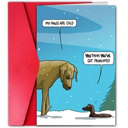 1pc, Happy Christmas Time Card, Merry Christmas Card, December Winter Christmas Greetings Card, cute Dog Christmas Card