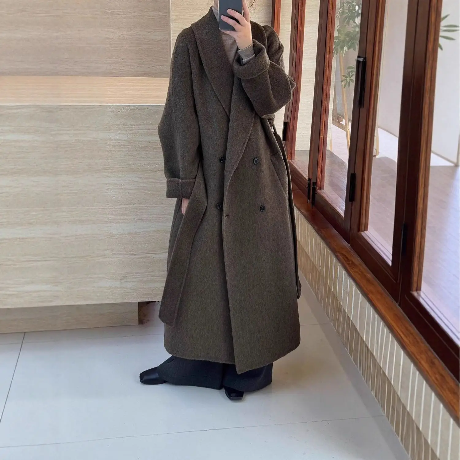 

Mint Mambo Autumn&Winter New High-end Coat Hepburn Long Double-sided Wool Coat Woolen Thickened Coat Women