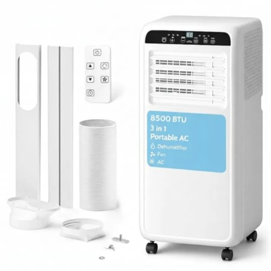 

8500BTU Portable Air Conditioners, 3-IN-1 Portable AC Units for Rooms Cools Up to 450 Sq.Ft, LED Display/Remote Control, for Do