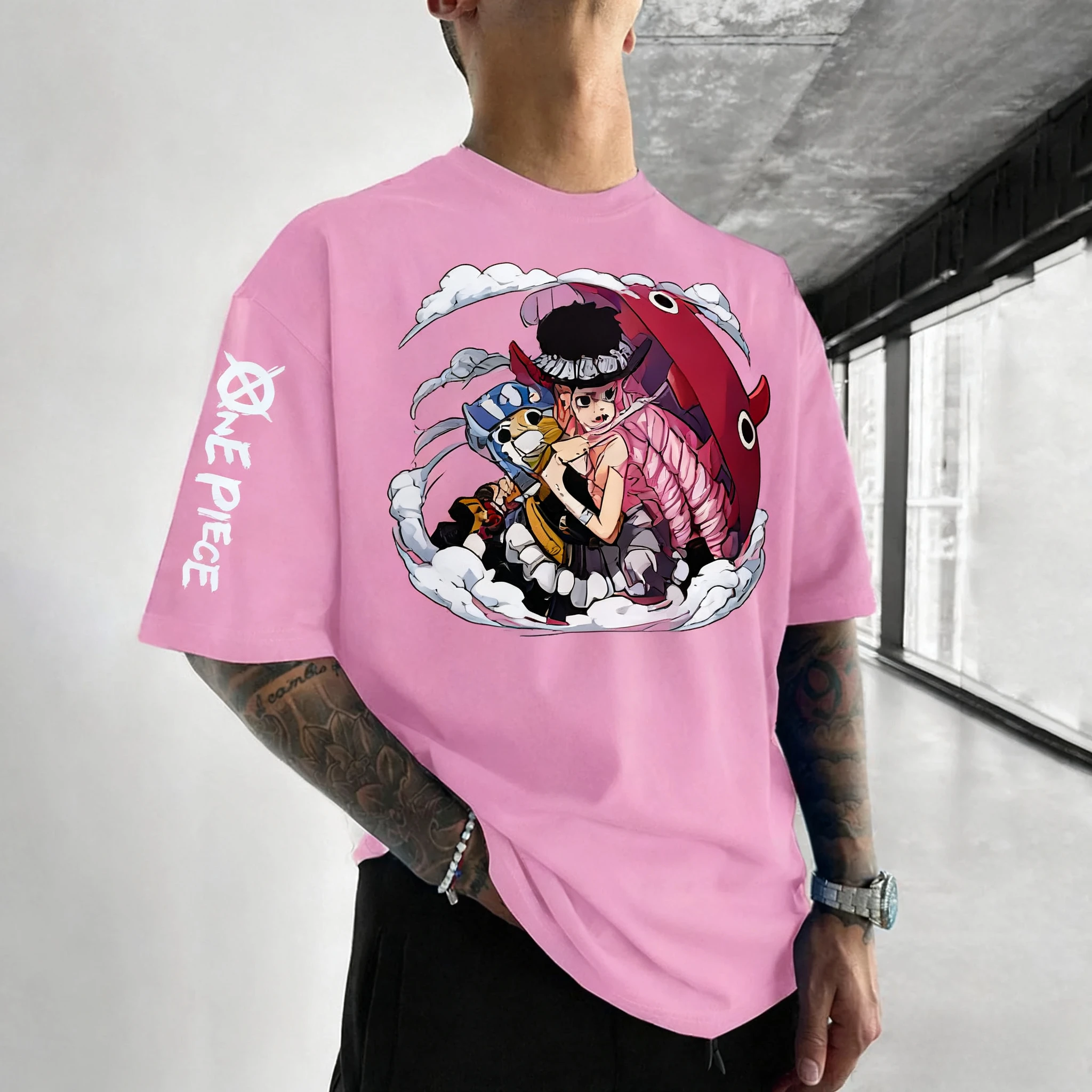 قطعة واحدة أنيمي مطبوعة جولة الرقبة قصيرة الأكمام 2025 الصيف الرجال والنساء اللياقة البدنية الرياضة فضفاضة وعصرية تي شيرت #1