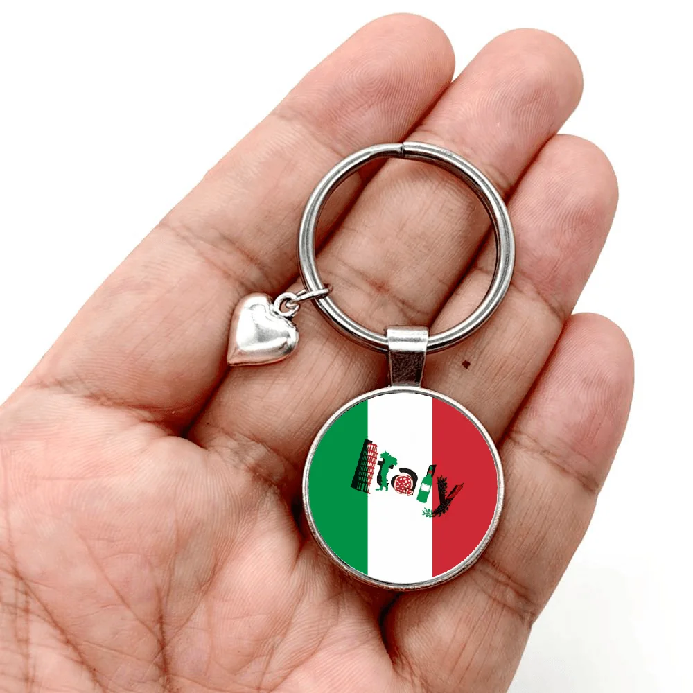 1Pc Classic Italy Heart Charm Keychain Couples Keyring Jewelry Souvenir Gifts For Christmas New Year