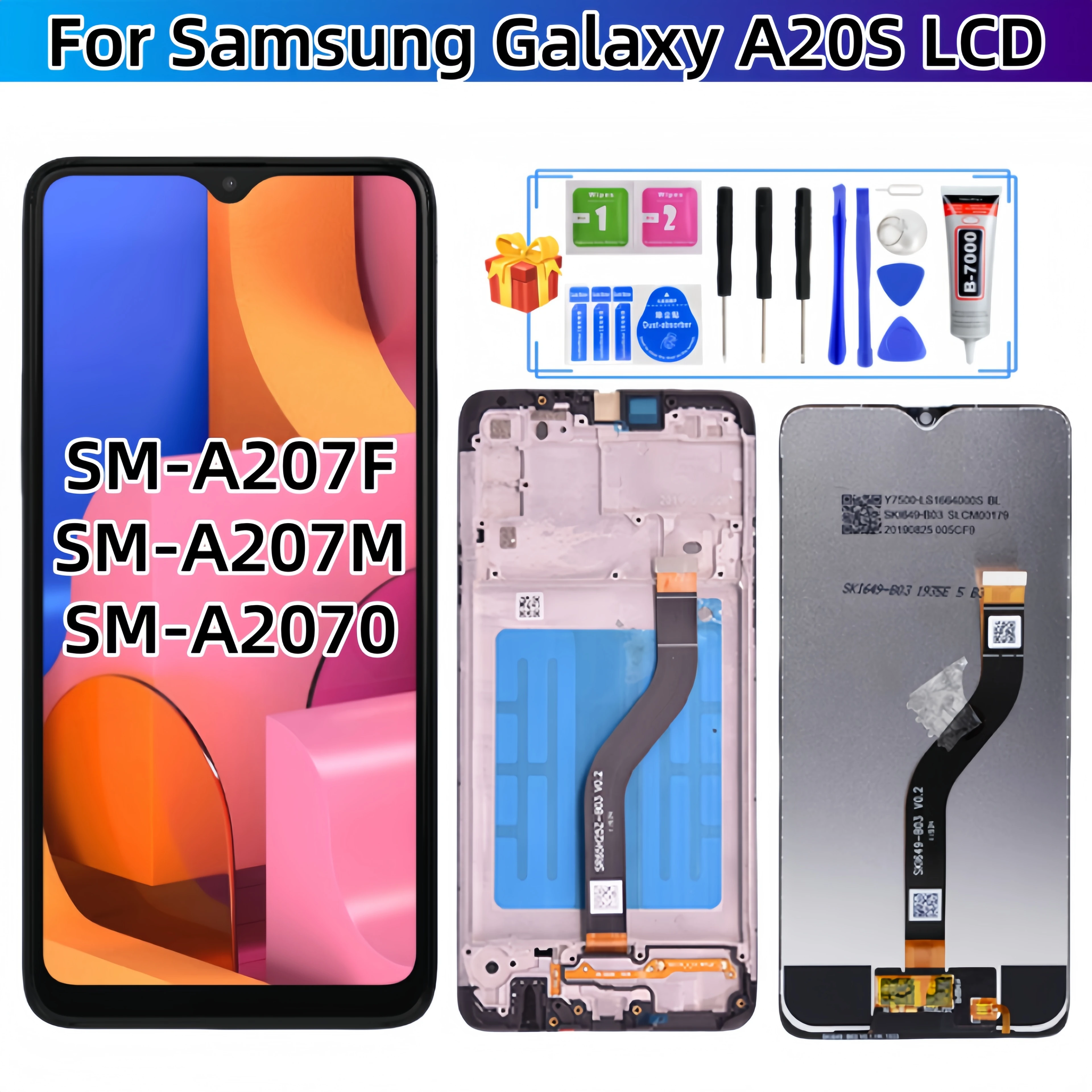 

Для Samsung Galaxy A20S 2019 SM-A207F SM-A207M SM-A2070 ЖК-дисплей с сенсорным экраном в сборе, запасные части для ЖК-дисплея