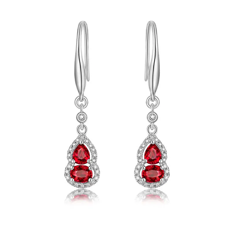 Korean-style fashionableGourd-shaped ruby pendant with waterdrop shape, 925 sterling silver necklace for ladies, hypoallergenic 6