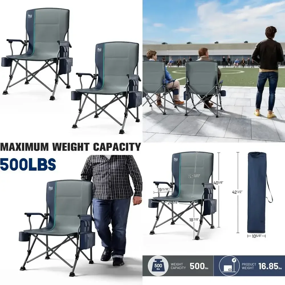 

Хит продаж: Складное кресло для кемпинга повышенной вместимости для взрослых с высокой спинкой, подстаканником и боковым карманом-холодильником, выдерживающее до 5 человек.