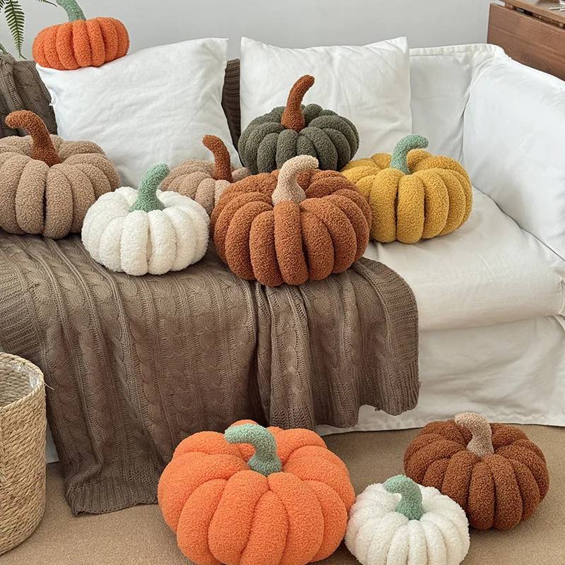 20cm New Nordic Halloween Pumpkin Plush Toy Plushie Soft Plant Stuffed Doll Holidays Props Decorative Throw Pillow for Kids
