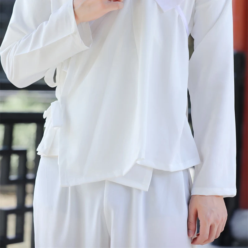 2 Piece Set Clothes Outfit Hanfu White Tops And Pants Men And Women Sleepwear Suits Innerwear Chinese Style Ancient Tang Dynasty