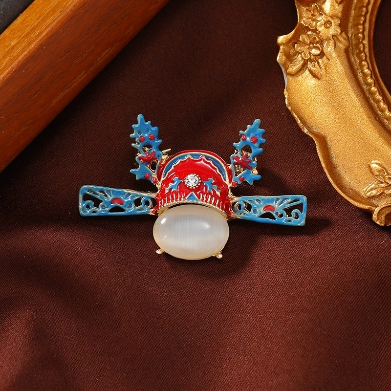 Chinese style Peking Opera face mask red stud earrings female simplicity high sense