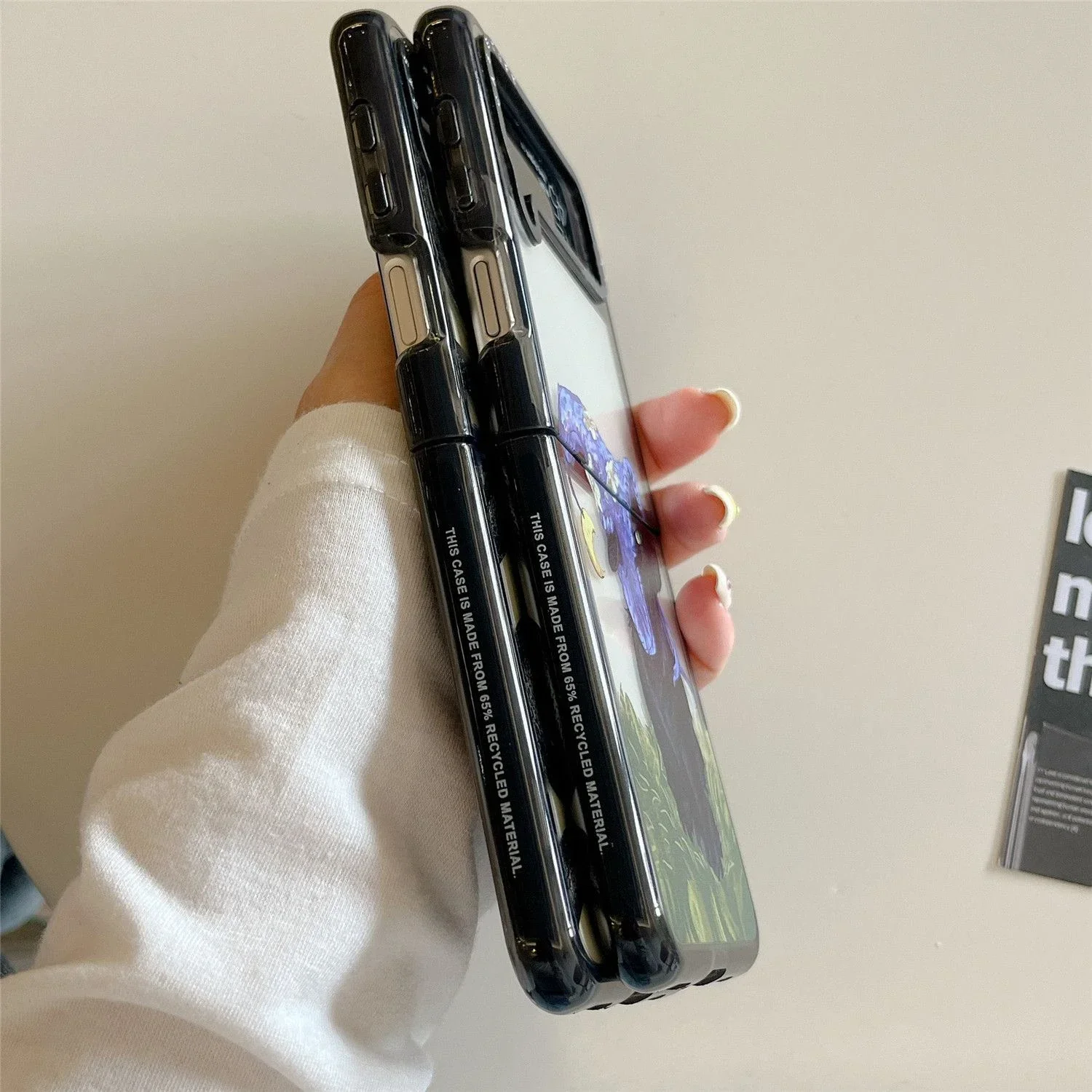 Black Border Acrylic Snake Phone Case for Samsung Galaxy Z Flip 5 4 3 Back Cover for ZFlip3 ZFlip4 ZFlip5 Hard Case Shell