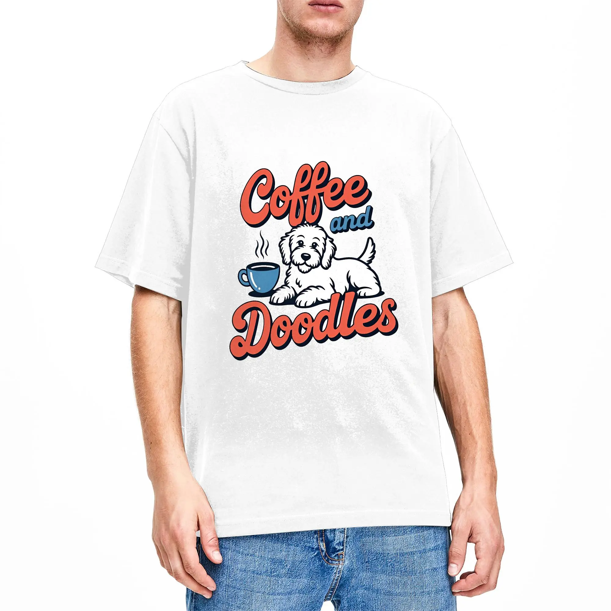 Coffee and Doodles Funny Doodle Coffee Club Pet Lover Design Men's T Shirt Casual Tee Shirt Short Sleeve O Neck T-Shirt