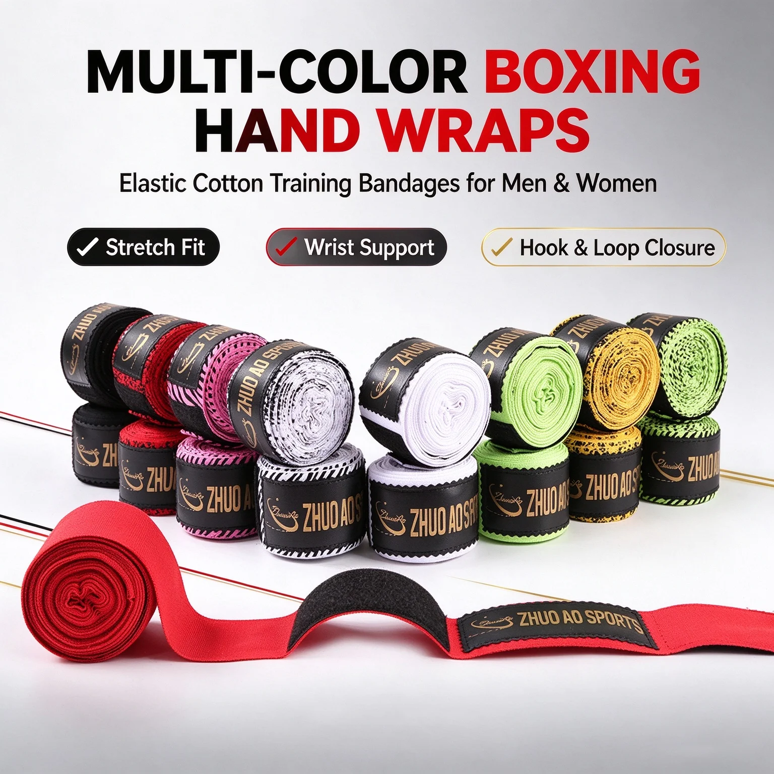 Elastic Boxing Hand Wraps for Men Women Kids 180 inch Kickboxing Hand Wrist Wraps MMA Muay Thai Training Bag Sparring Workout