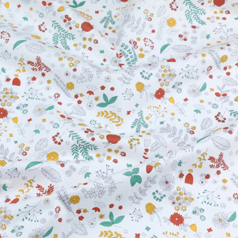 160x50cm Printing Fresh Floral Twill Cotton Fabric DIY Children\'s Wear Cloth Make Bedding Quilt Decoration Home 180g/m D30