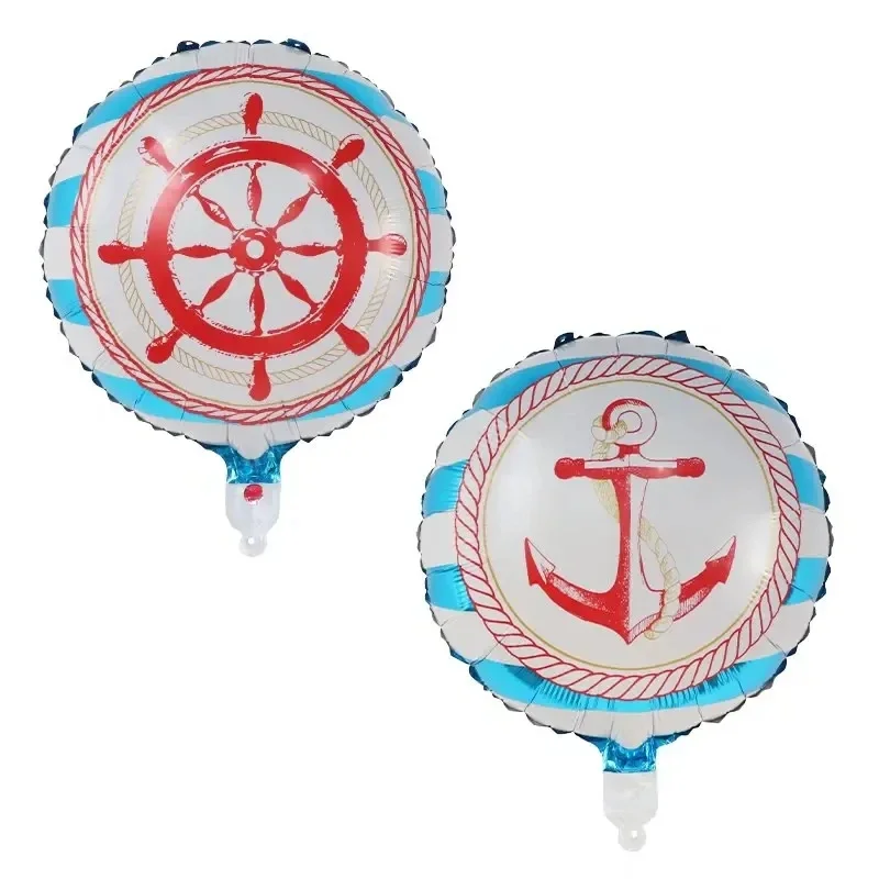 5 Pieces 18\'\' Sailor Mylar Balloon Anchor Rudder Foil Helium Balloons for Nautical Birthday Party Decorations Photo Backdrops
