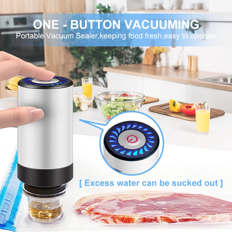 Food Vacuum Machine Pump Food Vacuum Storage Bags USB Rechargeable Handheld Vacuum Packer Food Storage Zipper Bag Set Packaging