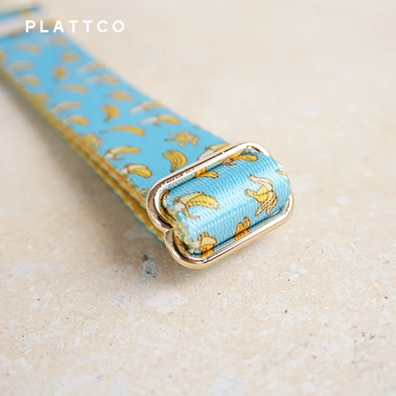 PLATTCO unique dog collar print BANCING BANANA pattern paired with high-quality silver buckle 5 size PDC327G