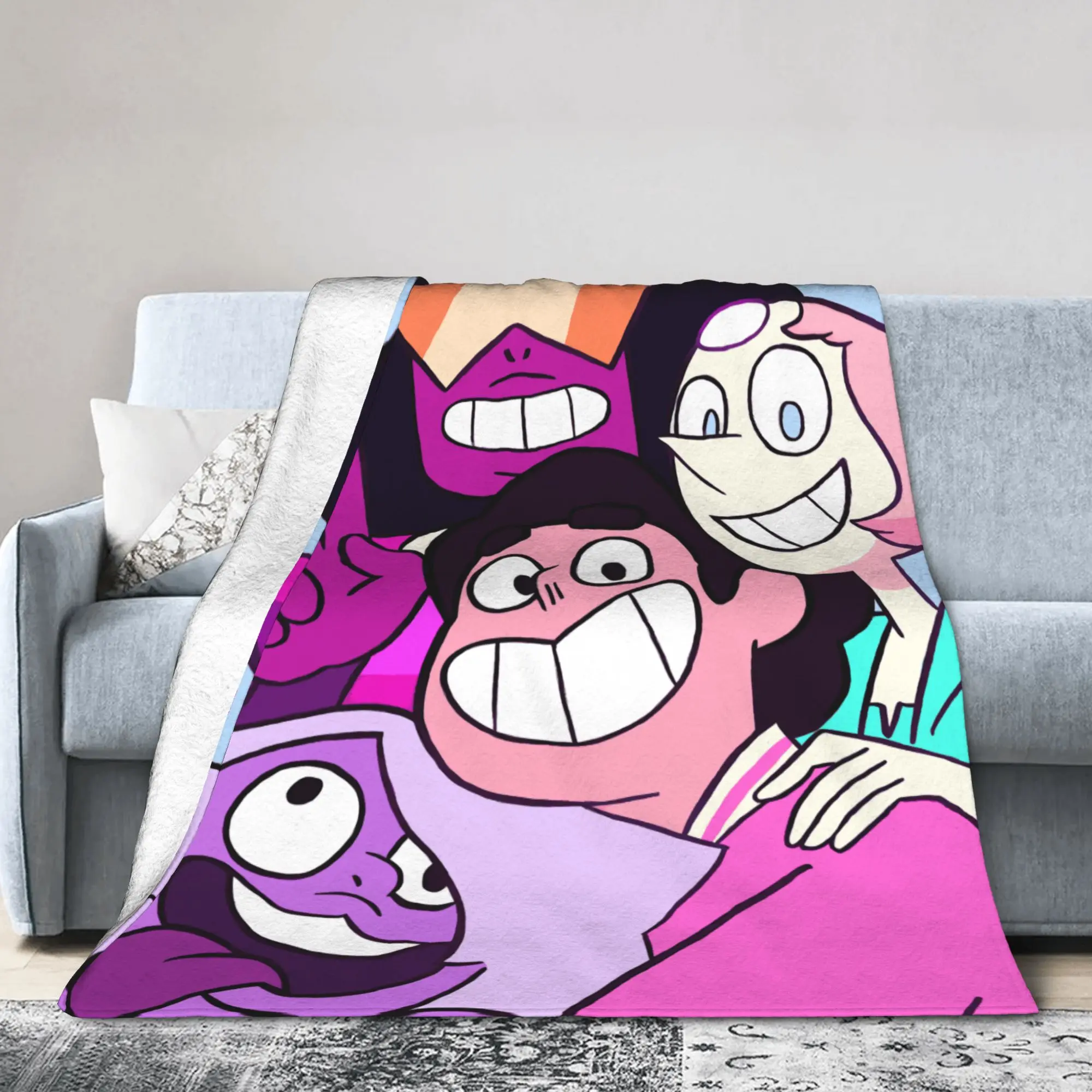 Custom Steven Universe Soft Fleece Autumn Warm Flannel Children Gift Cartoon Throw Blankets for Sofa Office Bed Bedspread