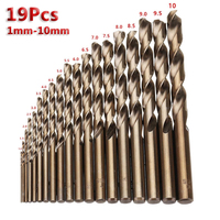 19Pcs 1-10mm M35 HSS-Co Cobalt Twist Drill Bit Set Hole Opener Power Tool Accessories For Stainless Steel Metalworking