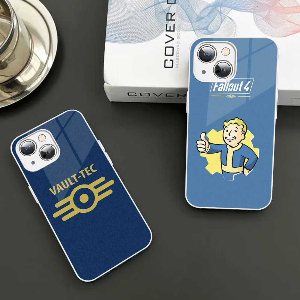 V-Vault-Boy Phone Case Tempered Glass For iphone 14 13 12 11 Pro Mini XS MAX 14Plus X XS XR Fundas