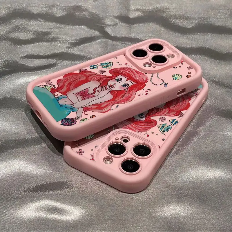 Disney Cartoon Beautiful Ariel Princess For iPhone 16 14 13 12 11 PRO MAX XS XR 8 PLUS Silica Gel Fall Prevention iPhone 11 Case image 3