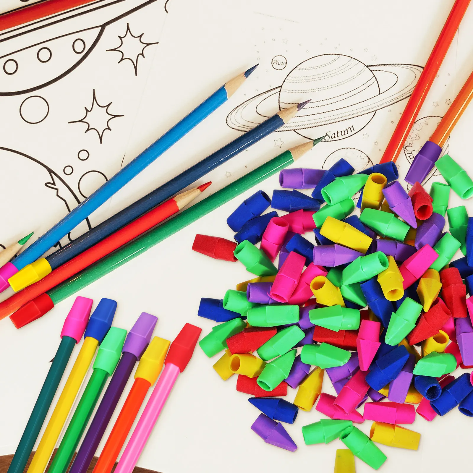 120Pcs Pencil Top Erasers Colorful Cap Erasers for Classroom Office Home Erasing Precision Pencil Top Eraser for Teacher