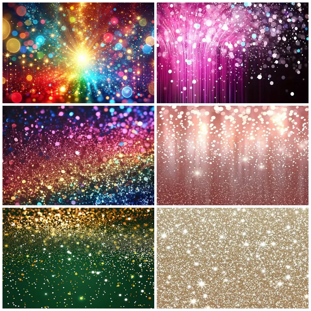 

Glitter Birthday Party Decoration Black Gold Silver Backdrop Golden Shiny Dot Star Polka Light Bokeh Background Baby Shower Gift