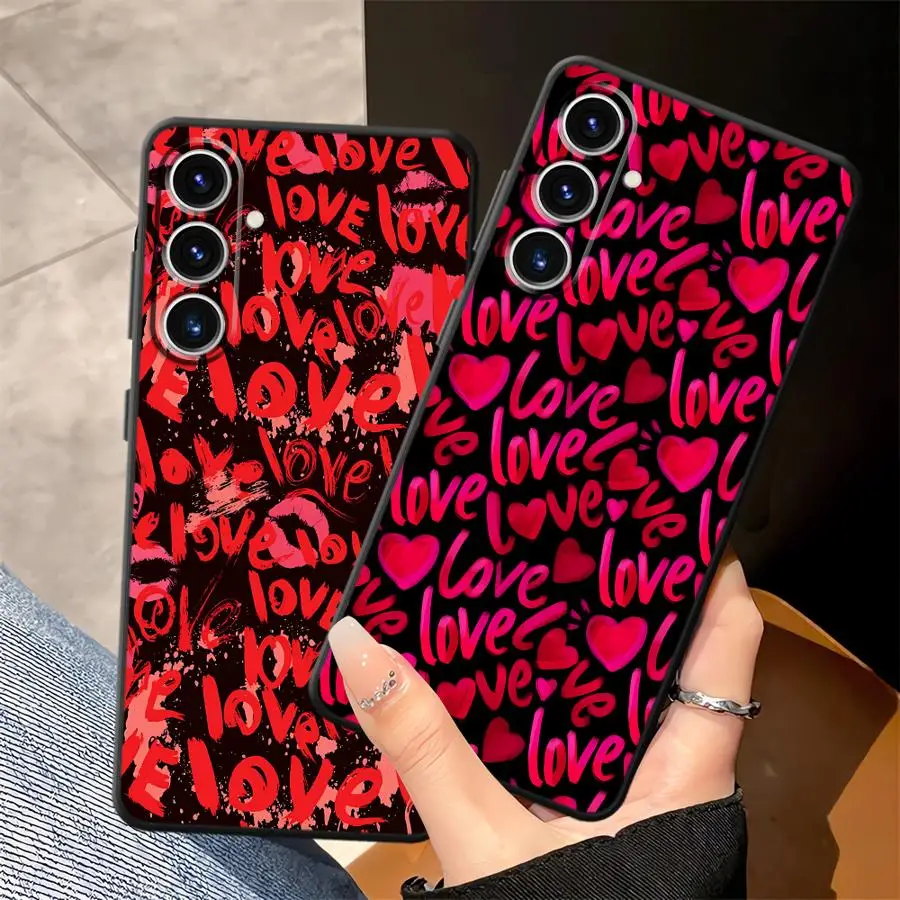 Phone Cover Case for Samsung Galaxy A36 A55 A52 A23 A53 A17 A73 A51 A06 A25 A16 A05 A37 A57 A15 A70 A13 A12 A50 A41 Hearts Love