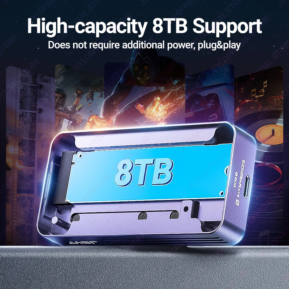 JEYI 80Gbps Thunderbolt 5 M.2 NVMe SSD Enclosure Transfer Rates Over 6000MB/s Works with Mac M4 Pro - Image 5
