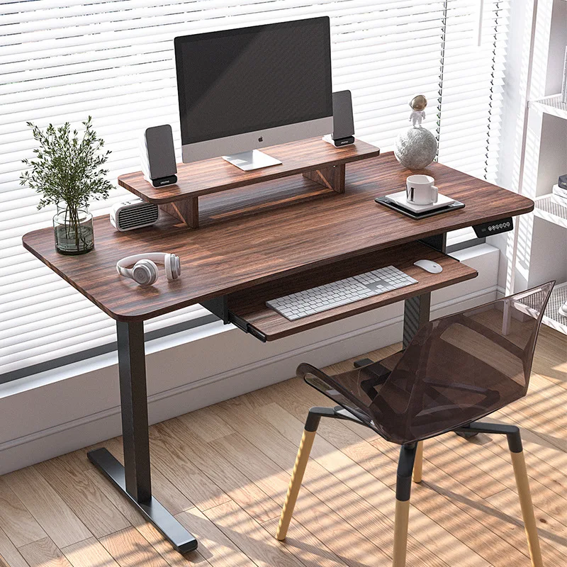 Small sized bold steel leg USB intelligent adjustable pull-out office desk with adjustable height