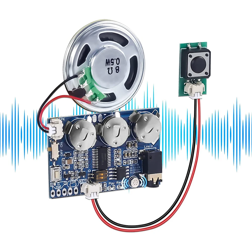 Sound Recordable Module 17 min 8M Programmable Button Voice Playback Board Support MIC PC Phone Recording for DIY Greeting Card