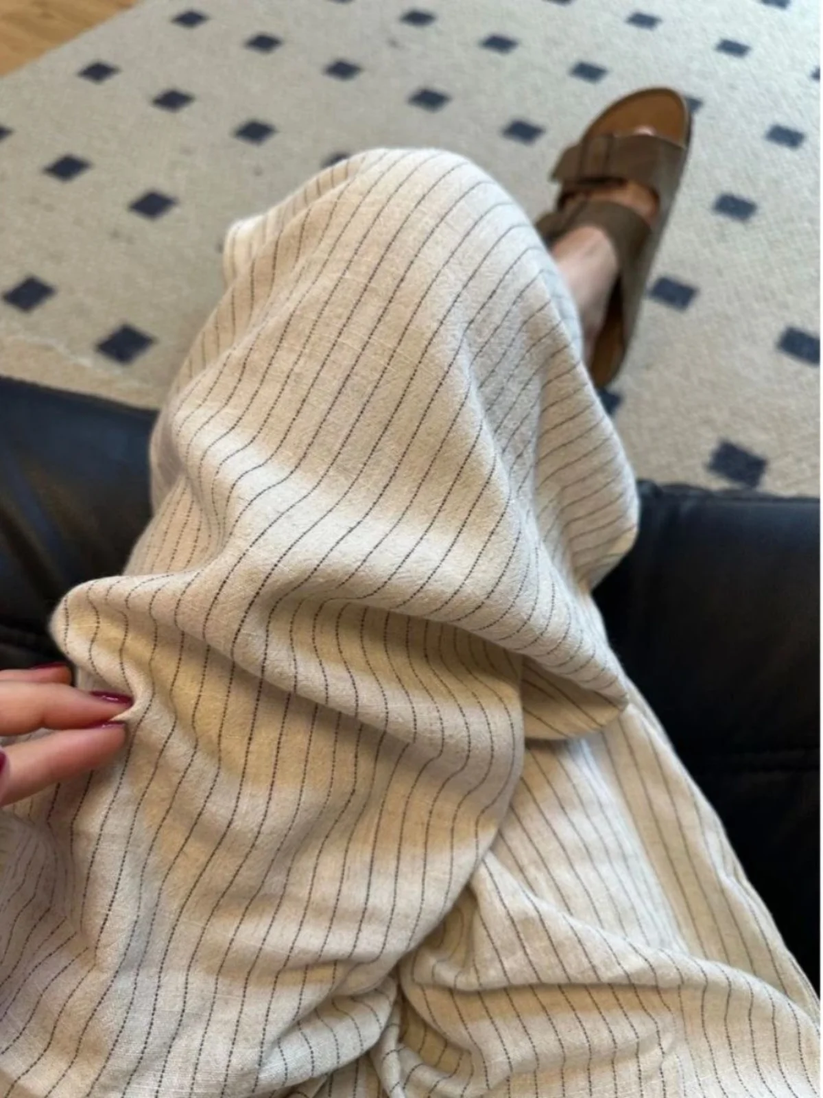 

Полосатые утягивающие широкие брюки с высокой талией, повседневные прямые брюки для женщин, полиэфирное волокно, не растягивающиеся