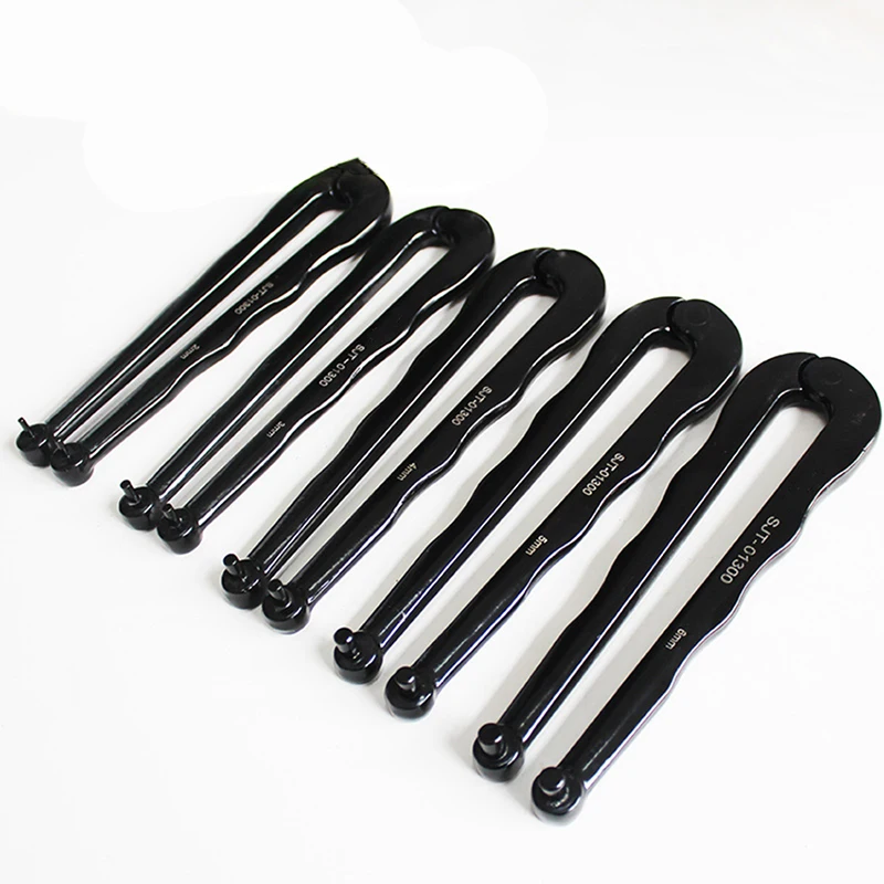 Acabamento Aço Ajustável Pin-tipo Face Spanner Chave Universal Chave para Porcas Redondas mm mm mm mm mm 161 mm de Comprimento mm de Espessura Preto
