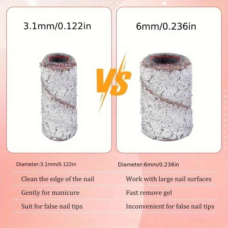 50 قطعة/صندوق 3 مللي متر سميكة الصغيرة الرملي العصابات ل مسمار الحفر ملف صغير تلميع بشرة الأظافر نظيفة لا الفولاذ المقاوم للصدأ مغزل بت #4