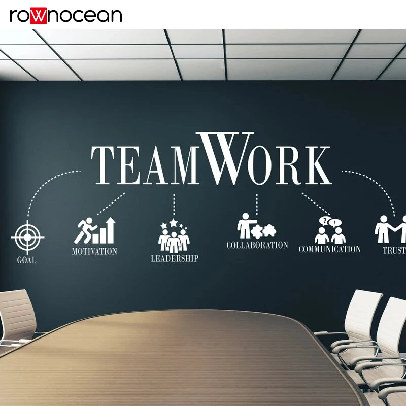 Office Wall Decal, Teamwork Decal Motivational  Wall Sticker Home Gym school Window Sticker wallpaper E893