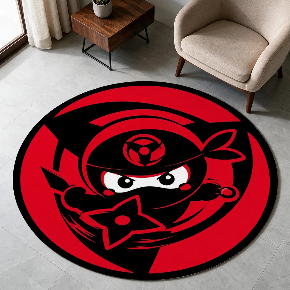 Cool Ninja Mask Logo Round Area Rug Mat for Man Cave Gaming Room Decor Novelty Floor Mat